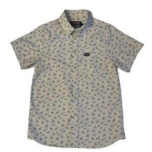 Burlebo Shirt Mens Small Off White Lone Star State Texas Performance Button Up